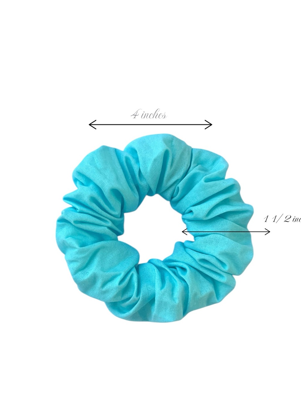 Bright Teal Hair Scrunchie Set. 5 Soft cotton hair ties. - Picture 8 of 8